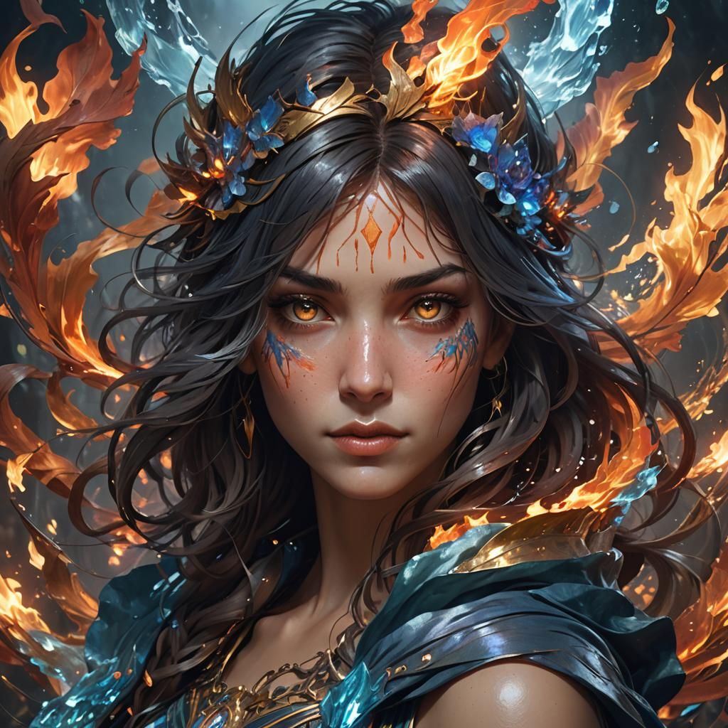 Earth, Fire, Air, Water, Light and Dark Elements  by @Philoviolet