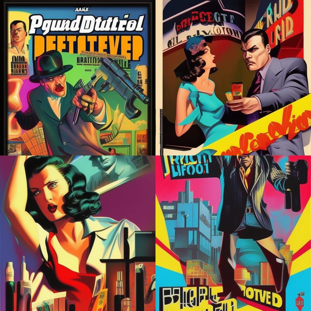 Hardboiled Detective Pulp Fiction Noir Bright Colors Painting 1940s hardboiled-detective-pulp-fiction-noir-bright-colors-painting-1940s