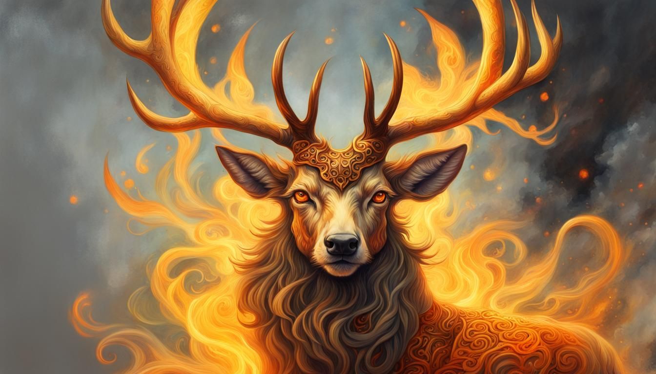 a stag in flames  by @skeller