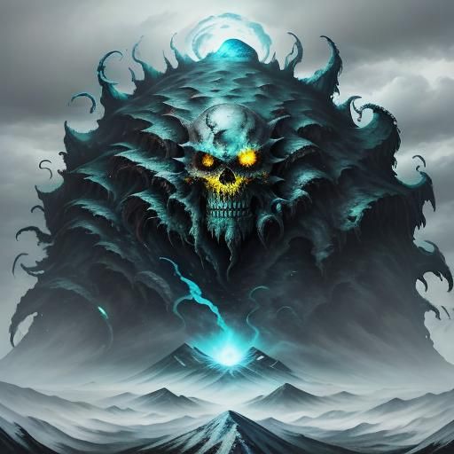 Eldritch god destroying a mountain. <lora:Daughters of Chaos:1.0>