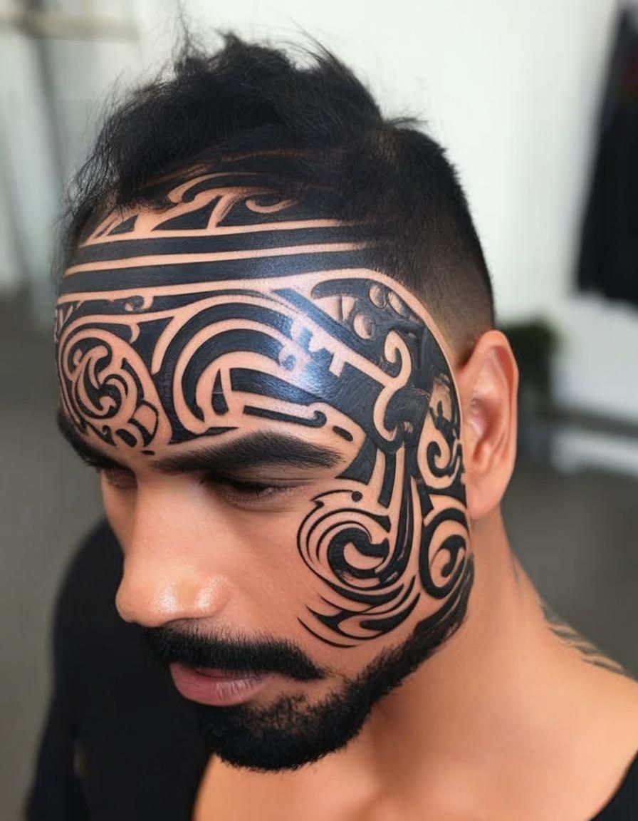 black Maori facial tattoo