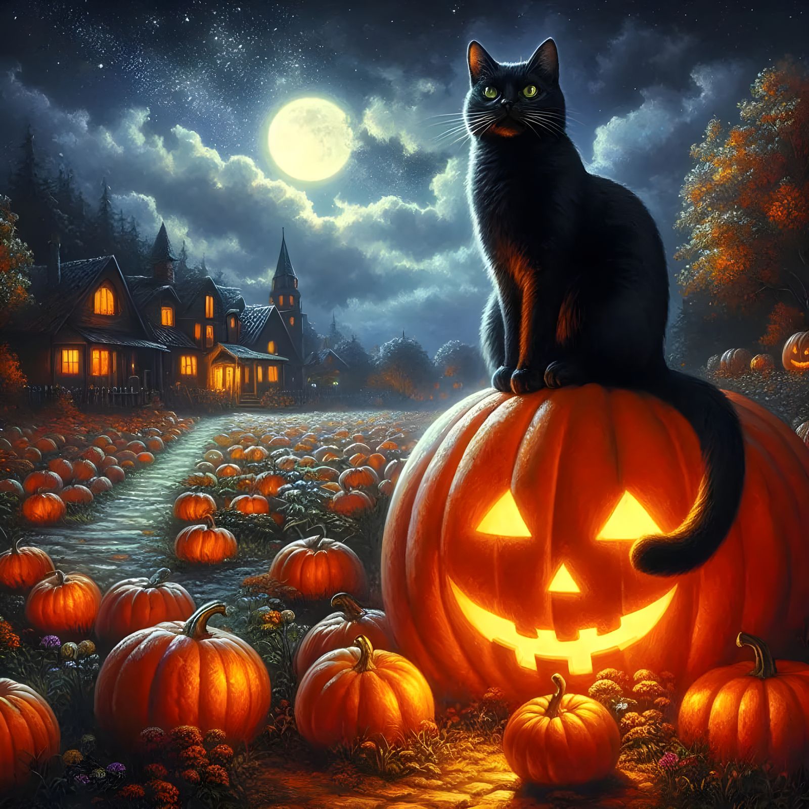 Cat In The Pumpkin Patch