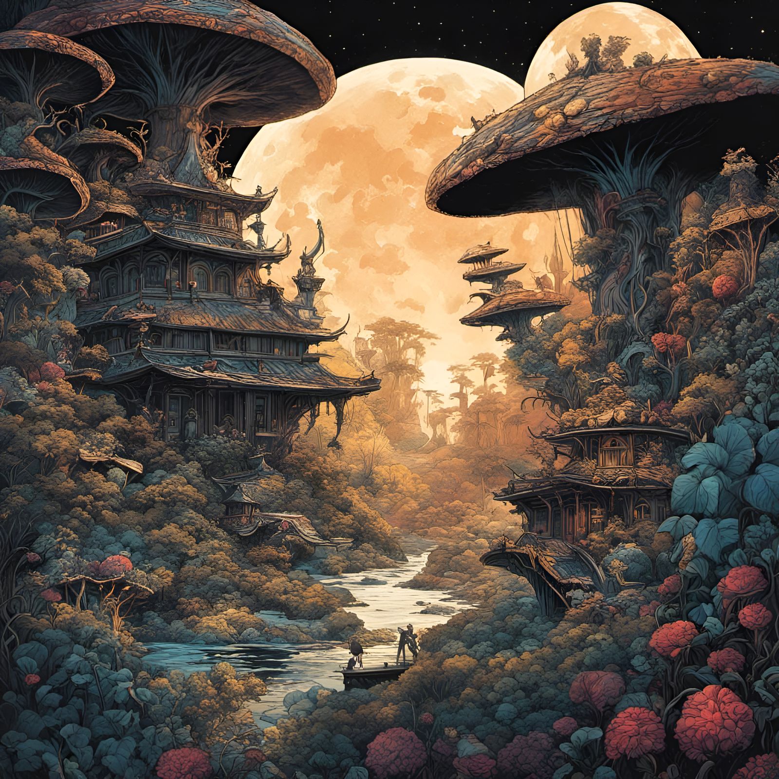 Scratchboard artistic style concept art, the Mad Hatter and the white rabbit, are sitting