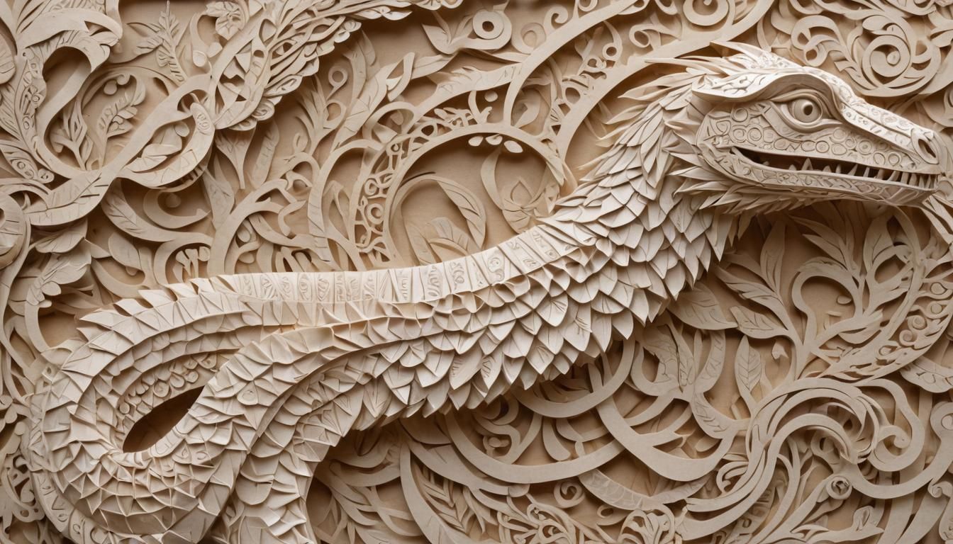 Kirigami, Mayan feathered snake