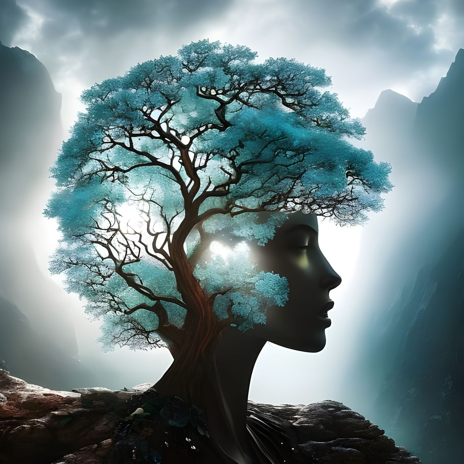 Soul Trapped in Crystal: Detailed Digital Art