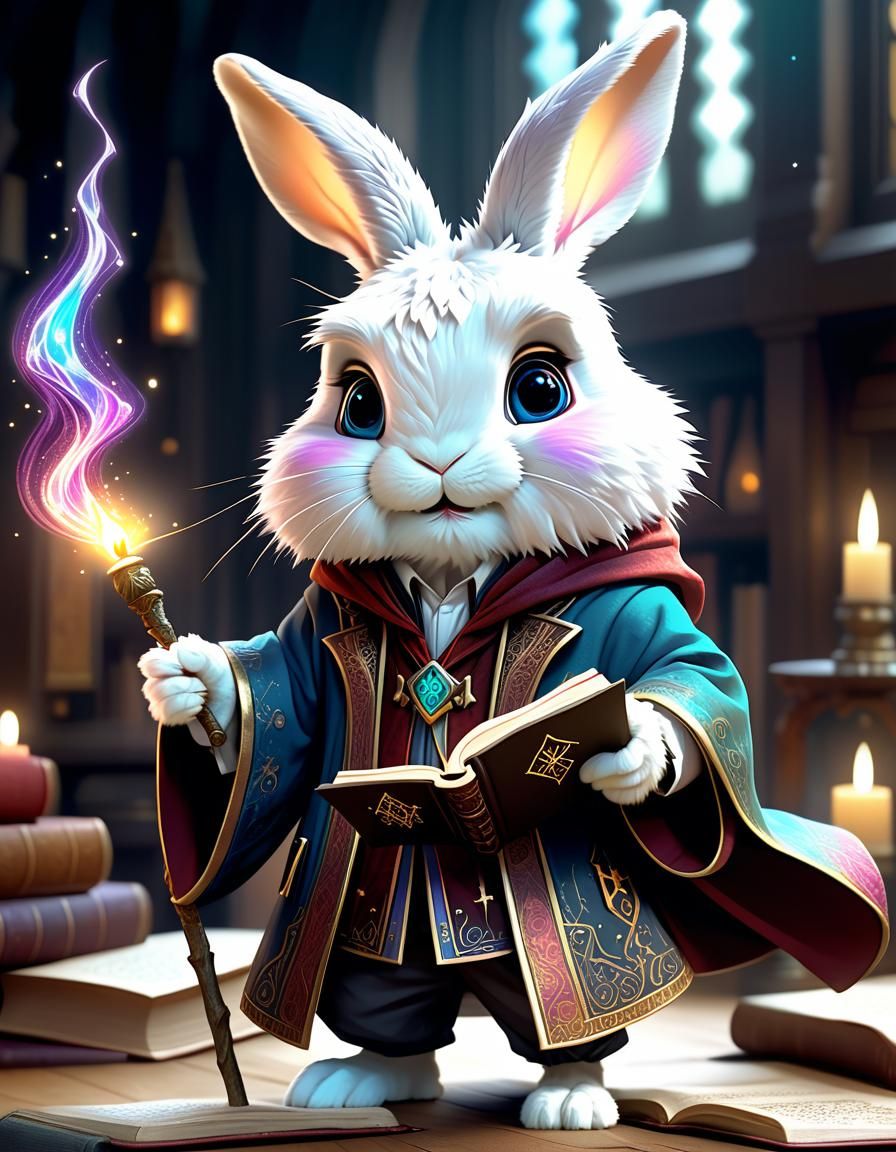 Rabbit Wizard (Real Cartoon XL v4 - Clarity Upscale 50%)