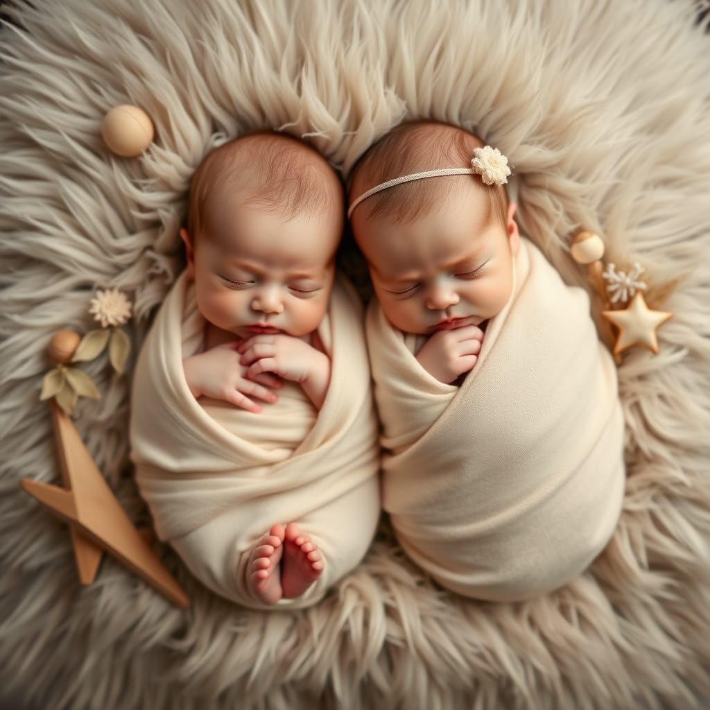 Peaceful Newborn Twins in Soft, Serene Photography