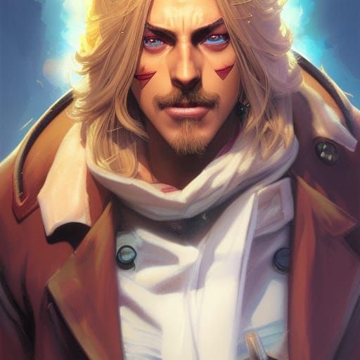 Gyro Zeppeli, head and shoulders portrait, 8k resolution con...