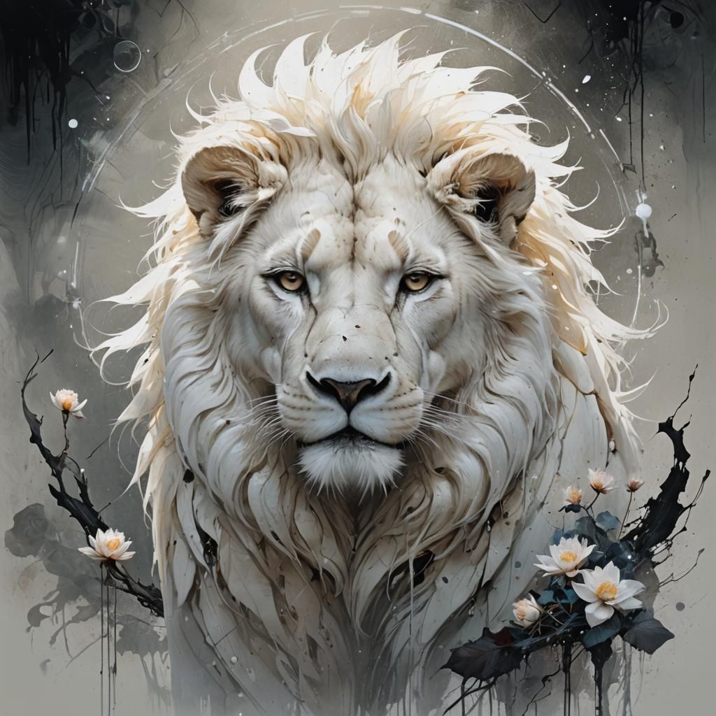 White lion, Empress lotus, portal, pearlescent, kirlian P, Lisa Holloway, Russ Mills  by @Kay