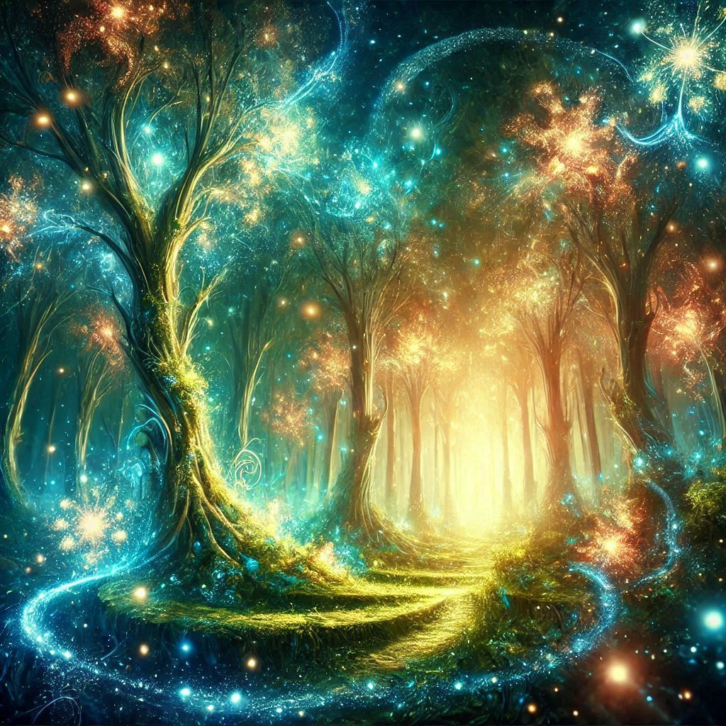Enchanted glowing forest