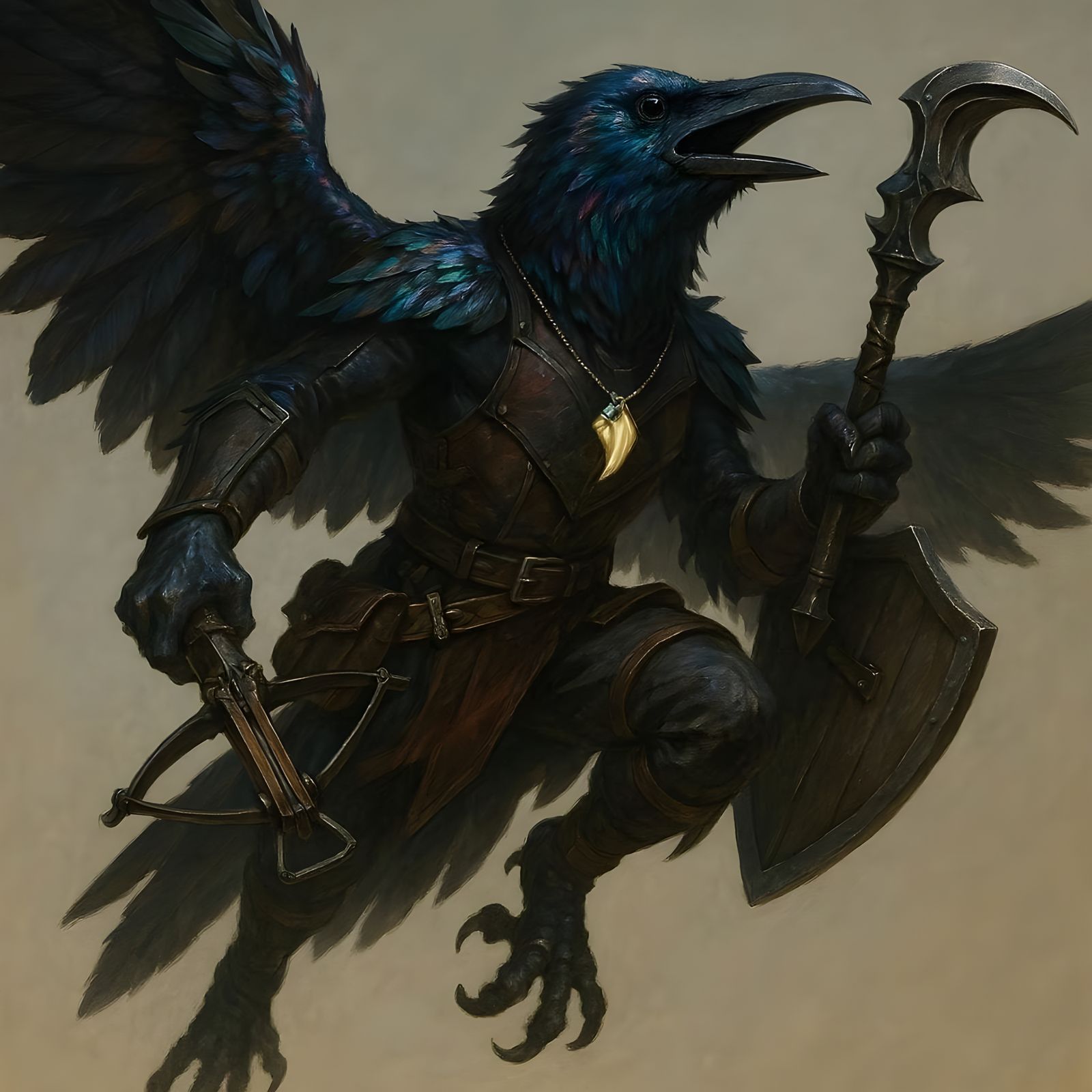 Rābraw, Raven Aarakocra Acolyte Healer (D&D 5th ed, Death Do...