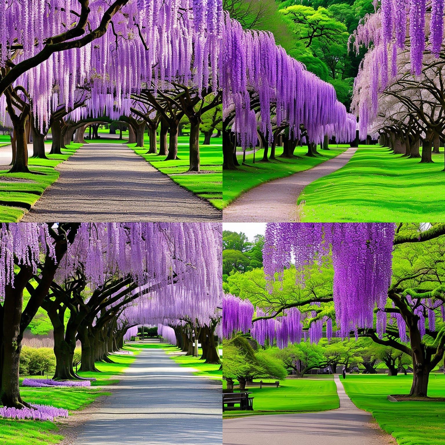 It is spring, And the wisteria are blooming in the park