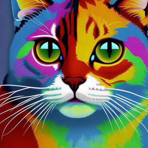 happy colorful cat 1-bit pixel art - AI Generated Artwork - NightCafe ...