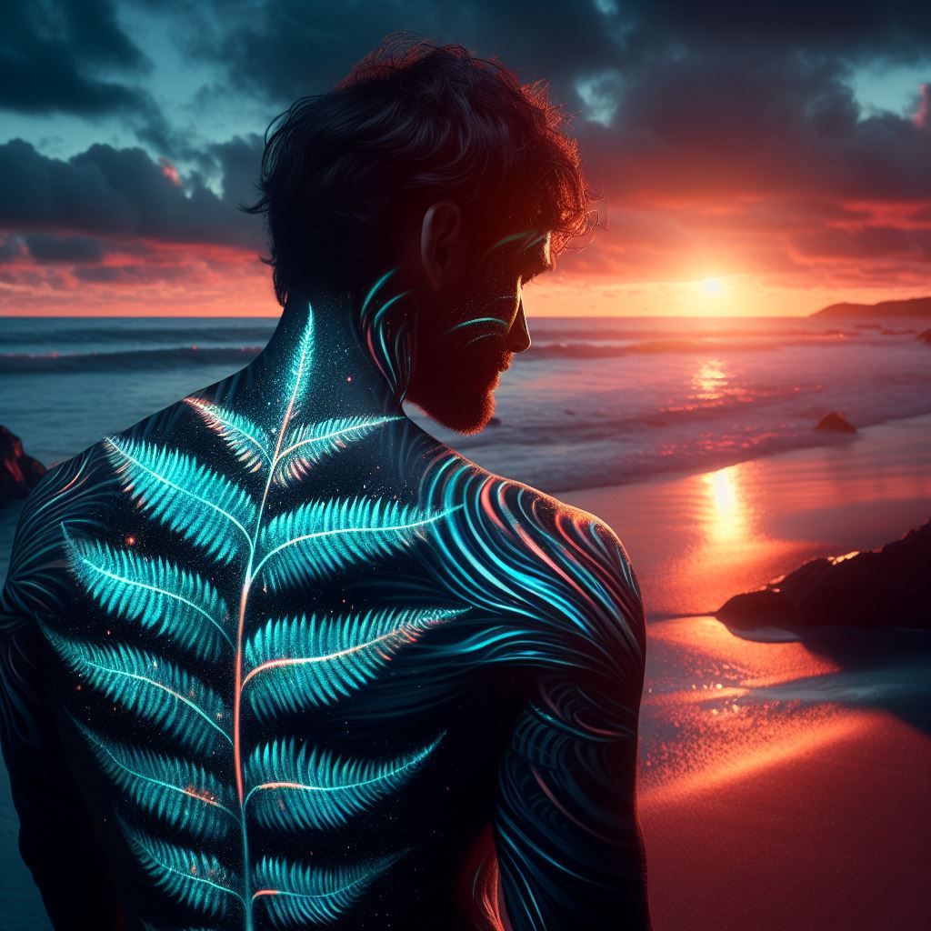 Bioluminescent fern tatoo