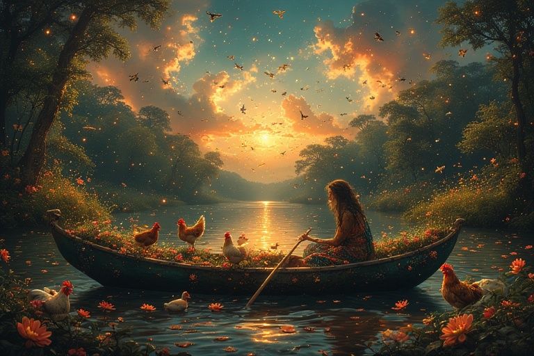 Floating in a canoe down the Amazon