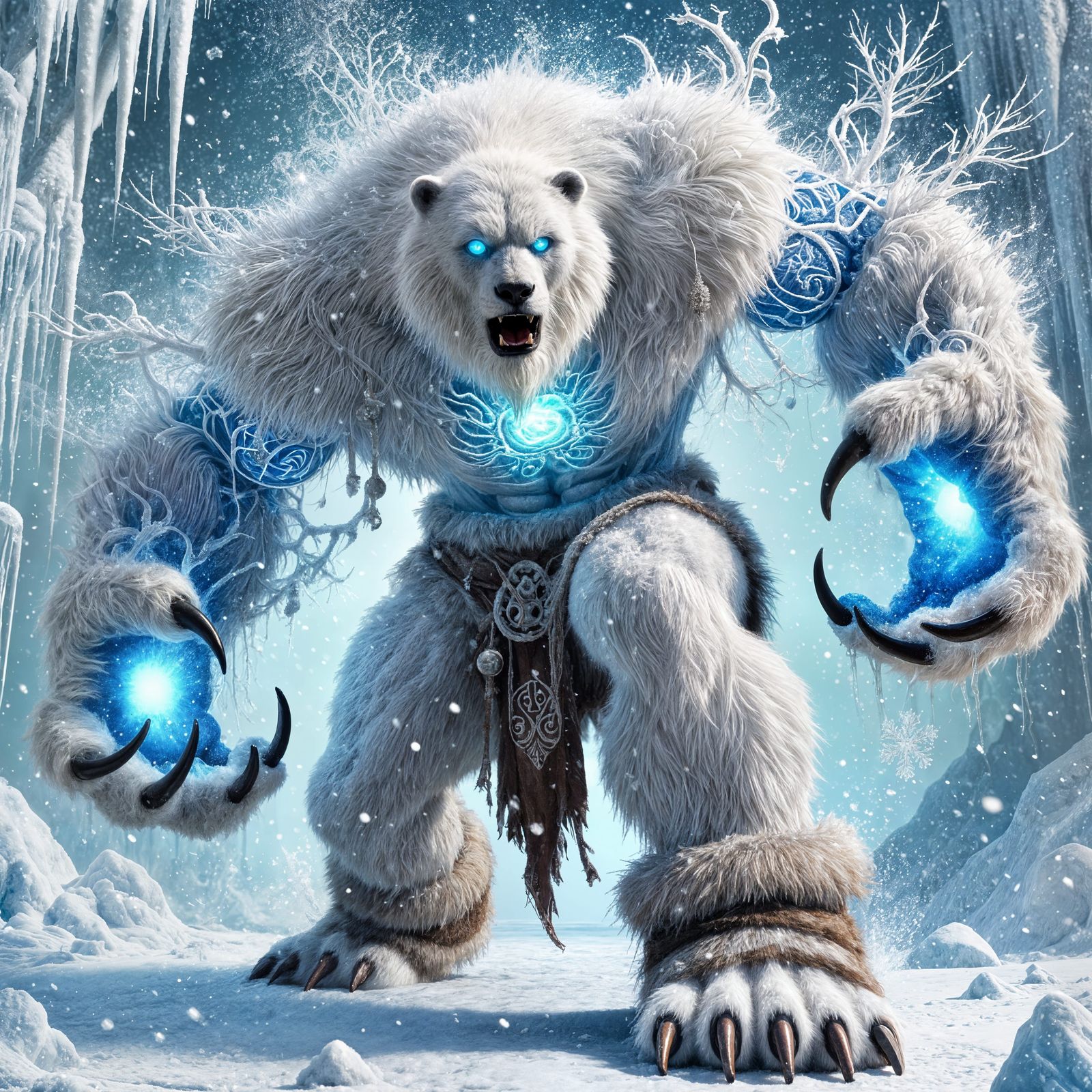Nightsong Druid Shapeshifting into a Polar Bear
