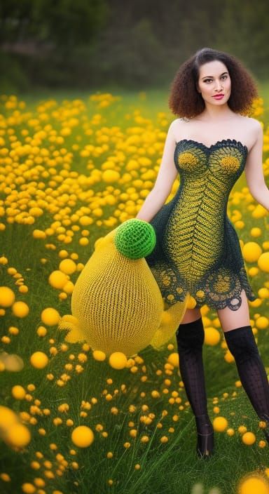 Yellow Crochet Spiderweb CorsetDress