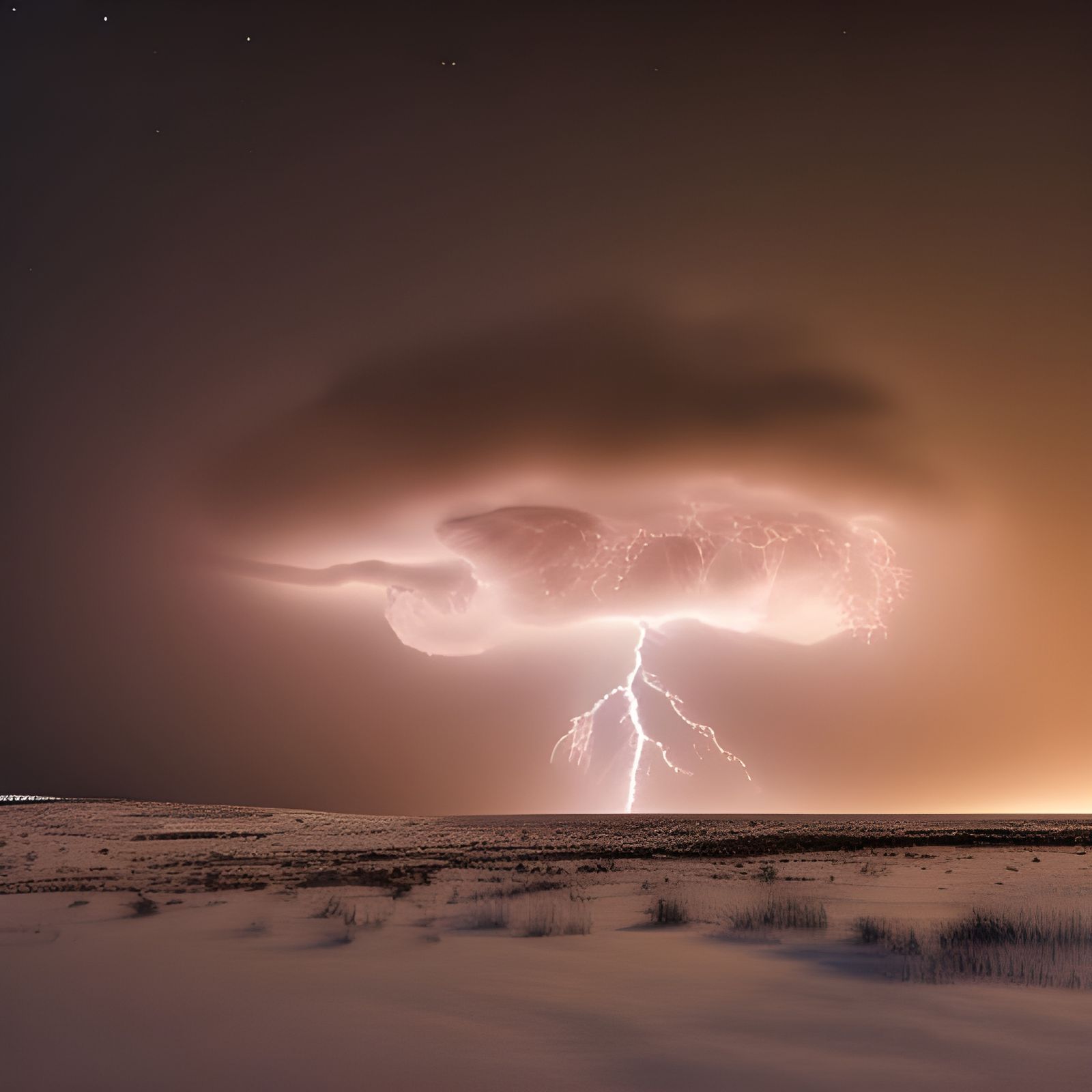 Thunder cloud in a winter night undefined