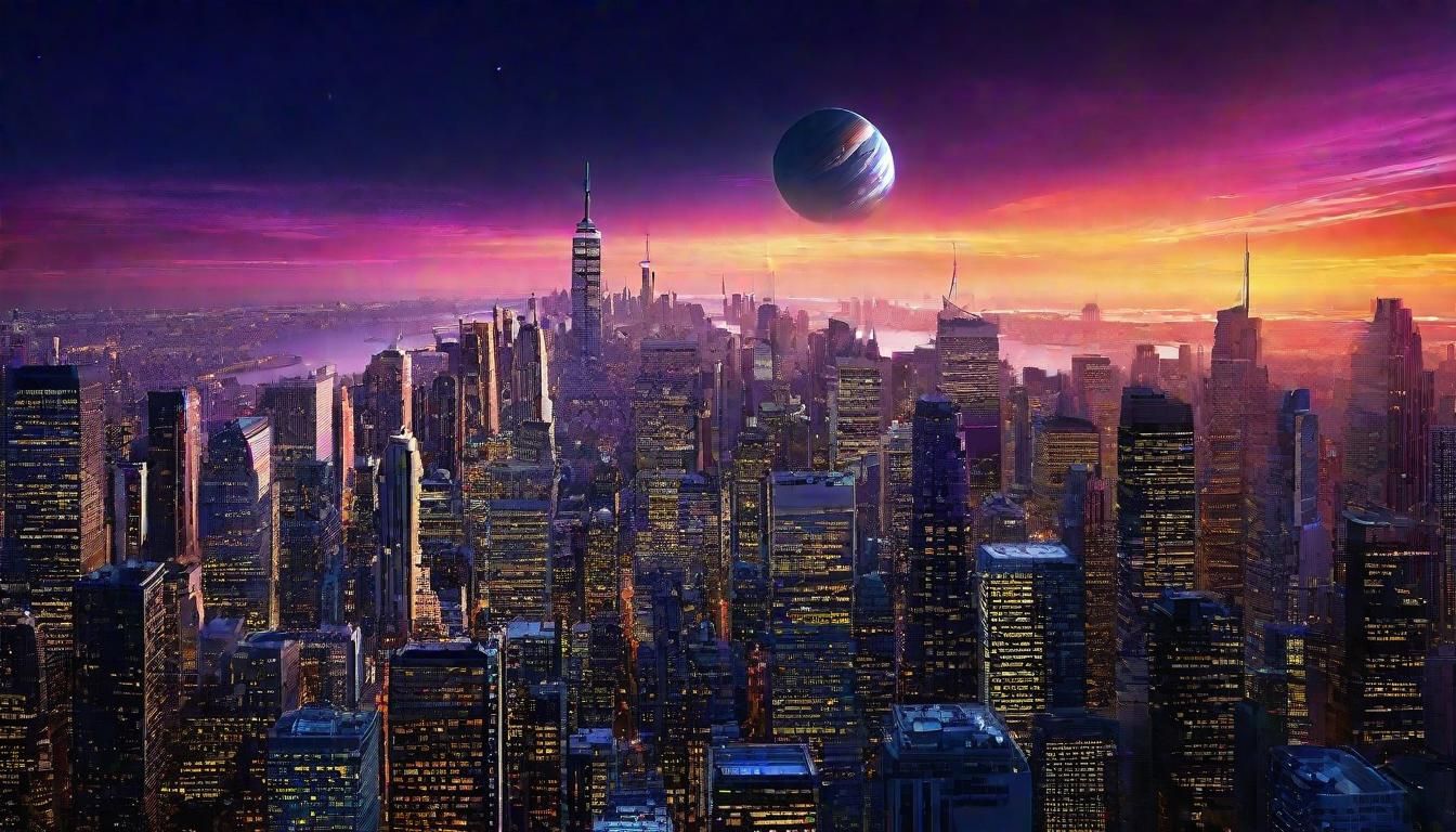 Planet Cityscape in Matte Painting Style