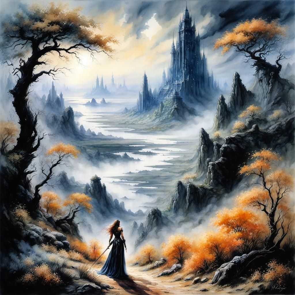 Epic Serene Landscape in Watercolor Style