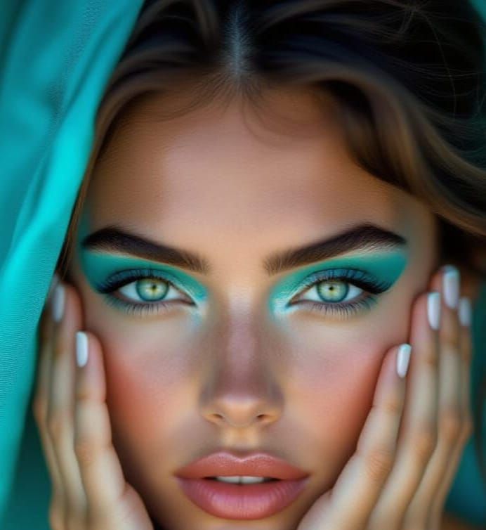 Beautiful Woman with Half-Made-Up Face