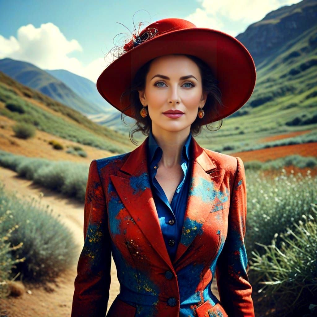 Ethereal Lady in Vibrant Surreal Landscape