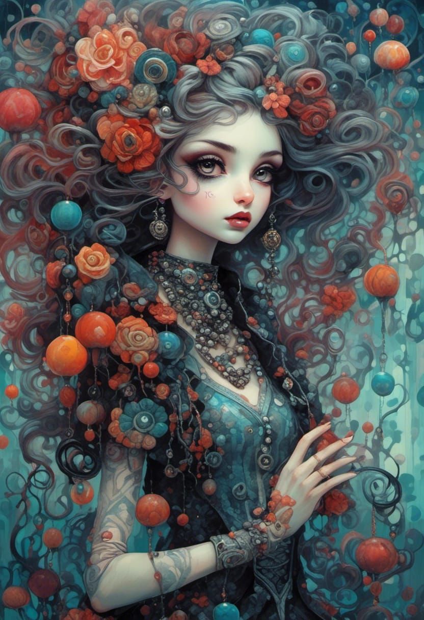 <lora:Doll:1.0>portrait of a beautiful woman wearing intrica...