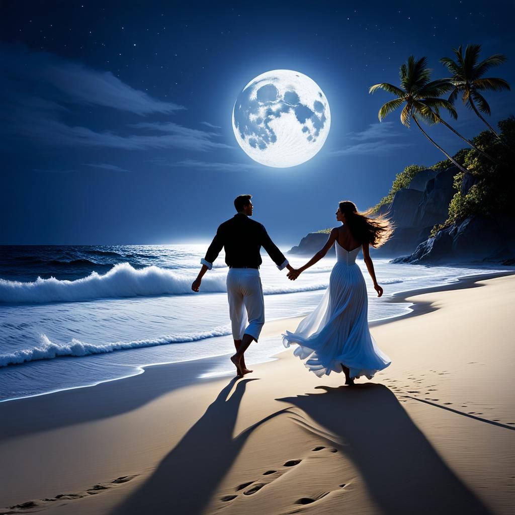 Moonlit romance ❤️ at the beach