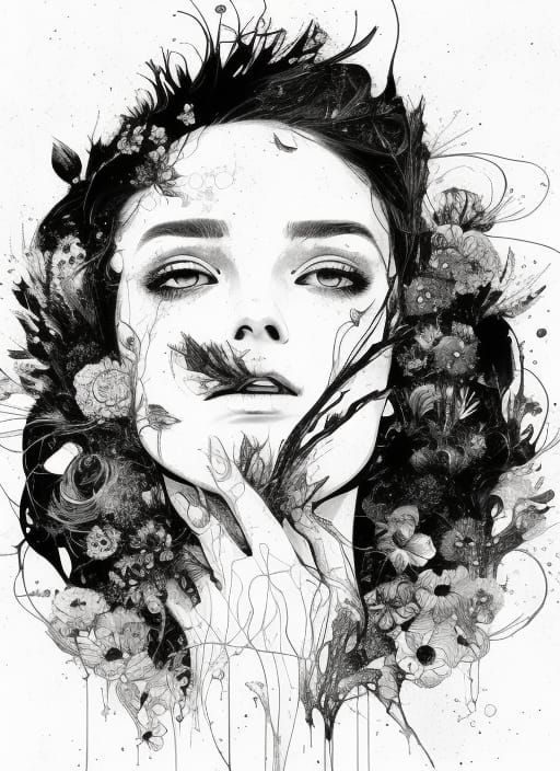 portrait with flowers 47 - AI Generated Artwork - NightCafe Creator