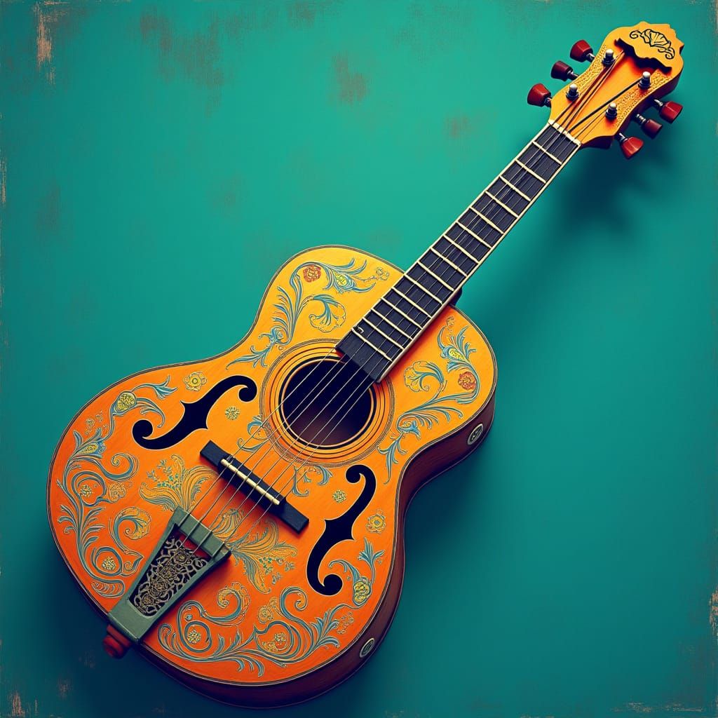 Art Nouveau Musical Instrument in Turquoise Setting