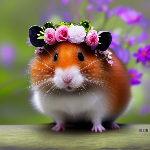 Insanely detailed cute and adorable fluffy hamster wearing a...