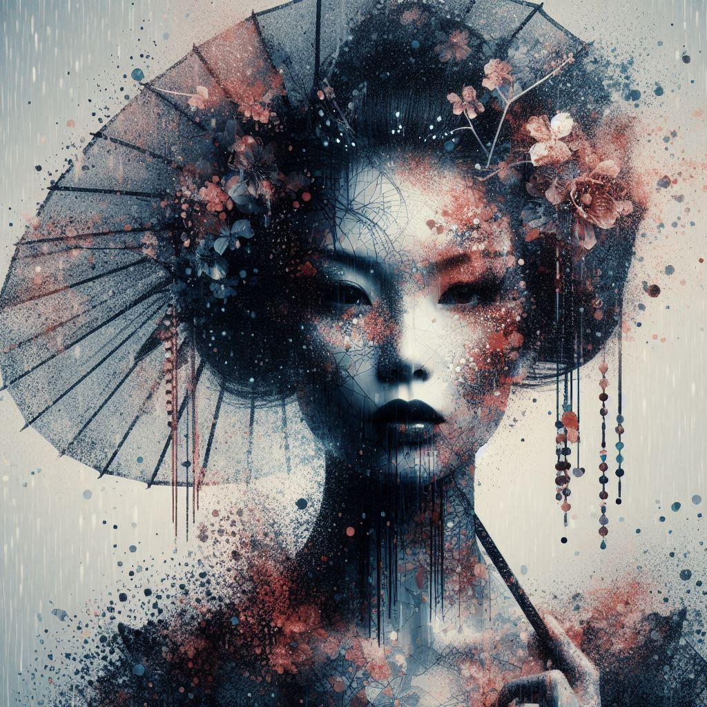 double exposure beautiful fantasy DALL-E 3 portrait landscap...
