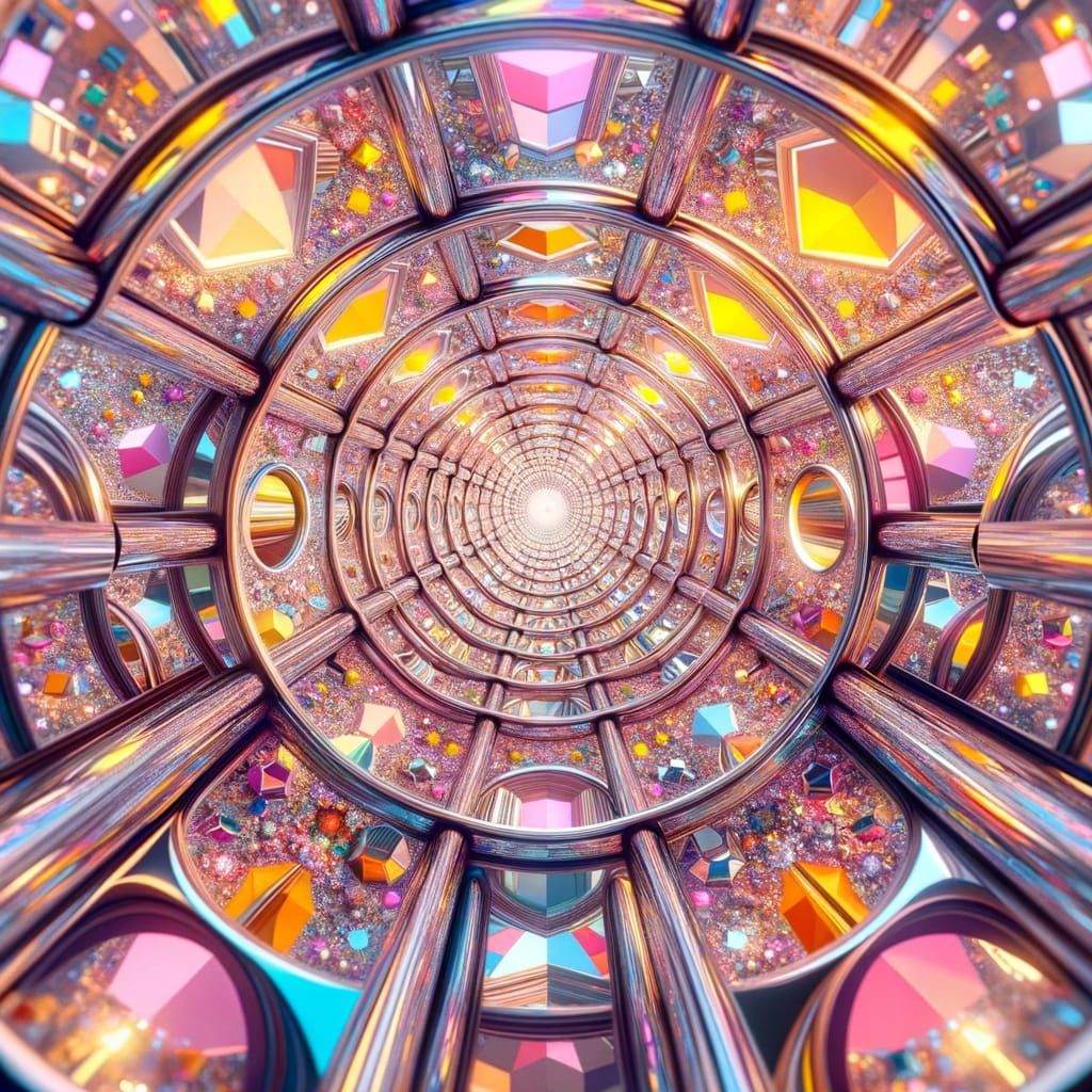 looking down the tube of a childs kalediscope showing beautiful colourful reflections 8k resolution  by @K J Baker