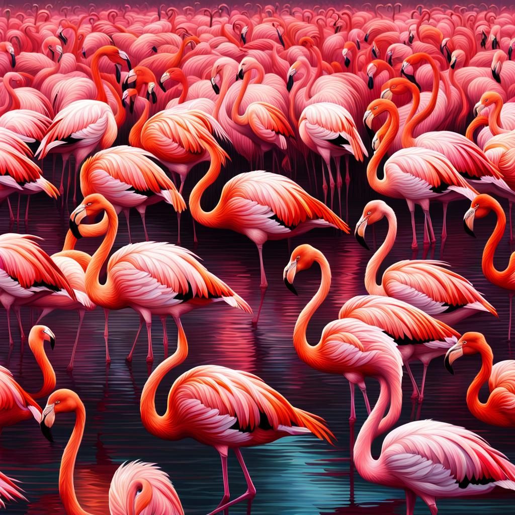 A flamboyance of flamingos, paint a stunning picture of pink...
