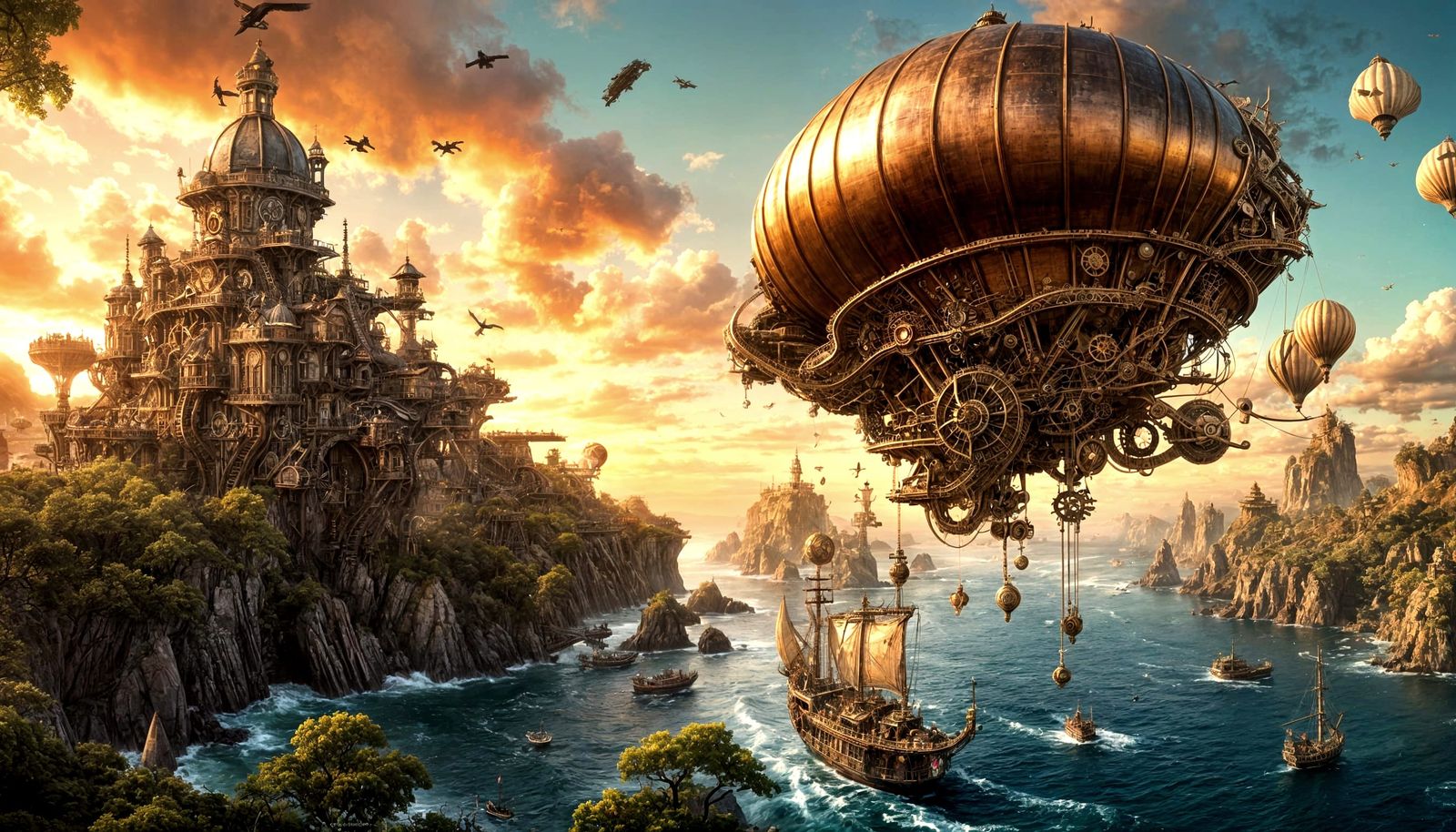 Steampunk fantasy airship  ...  by @The forest princess