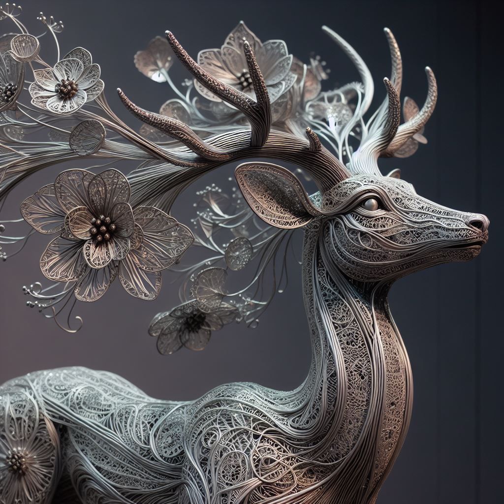 Metallic Deer made in Bing, Dalle-3