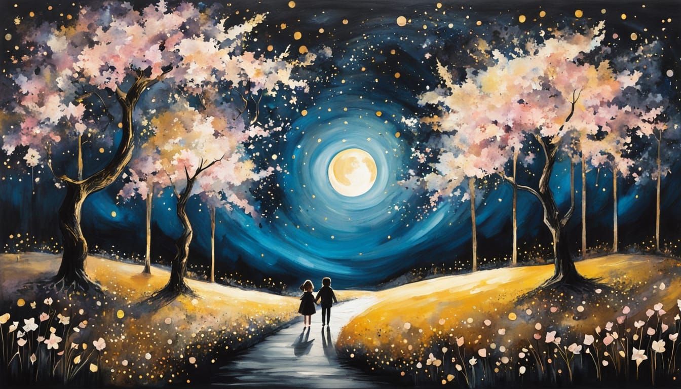 ^^Luminous Journey Under Sakura Moon (8 Likes)  by @Little Rainbow