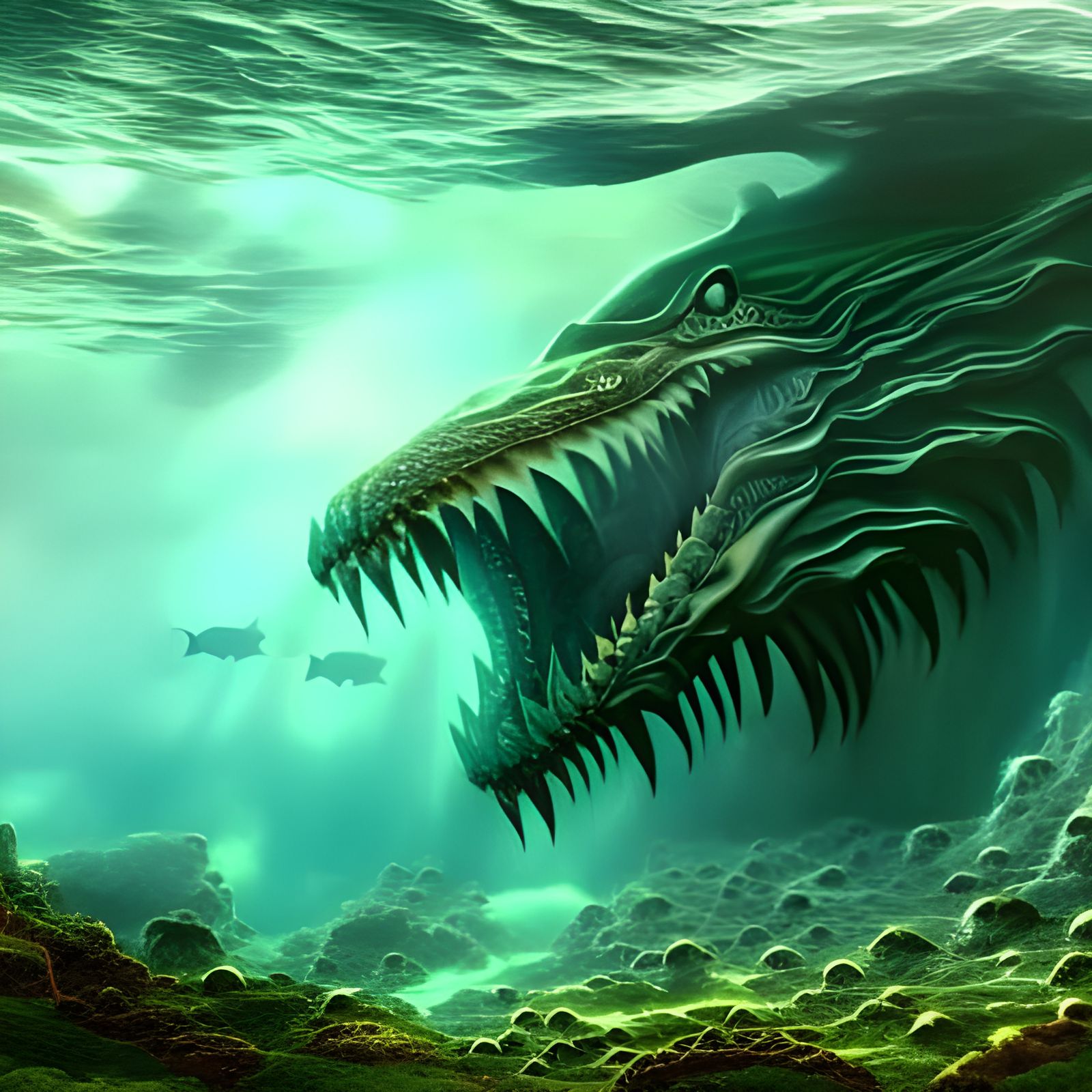 A mythical deep sea creature.  by @Caleidoscope