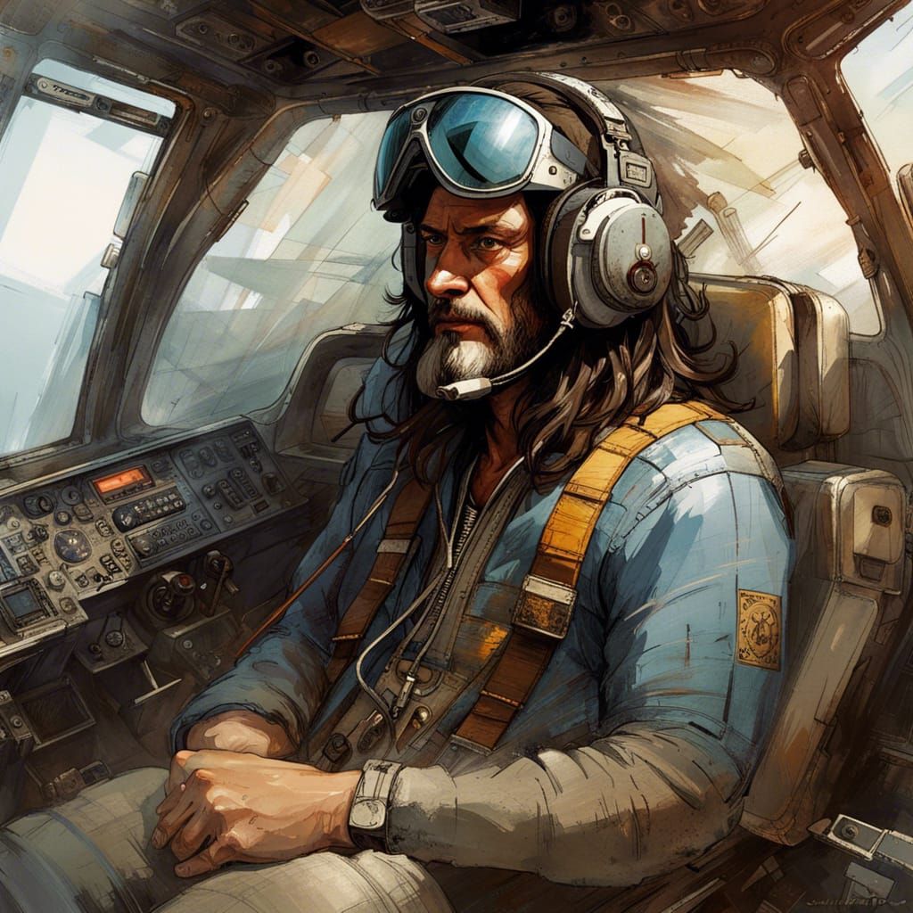 Leonardo DaVinci piloting a helicopter  by @Tara