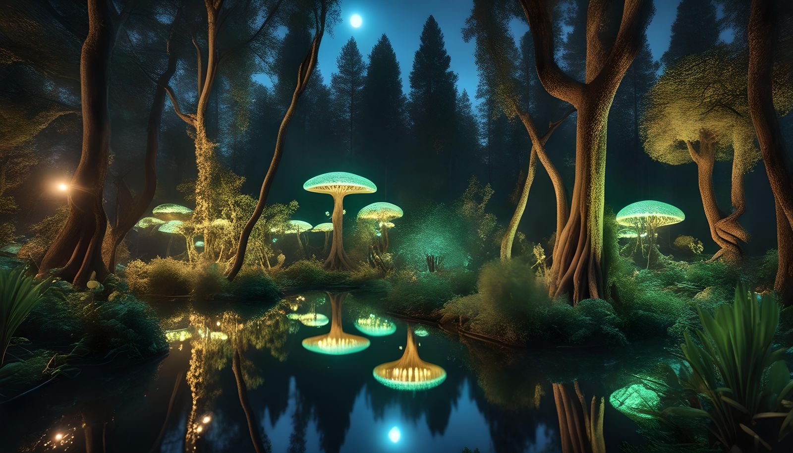 Strange Bioluminescent Forest