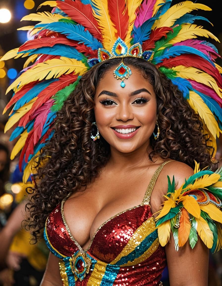 Brazilian Woman in Carnival Costume, Professional Photograph...