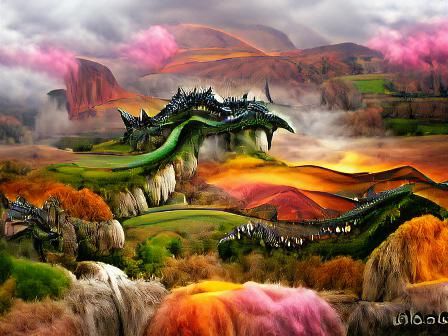 Land of fabulous dragons fantasy landscape