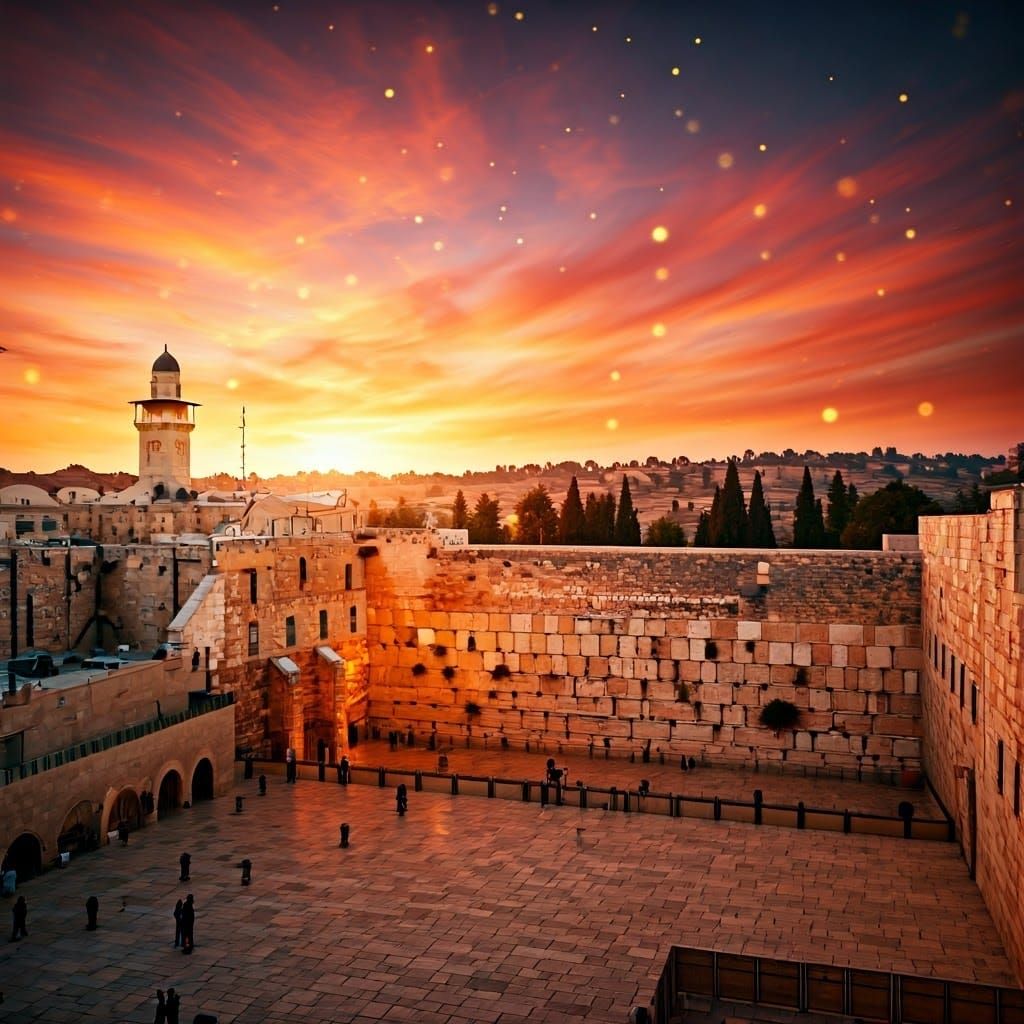 Sunset on the Western Wall in Jerusalem