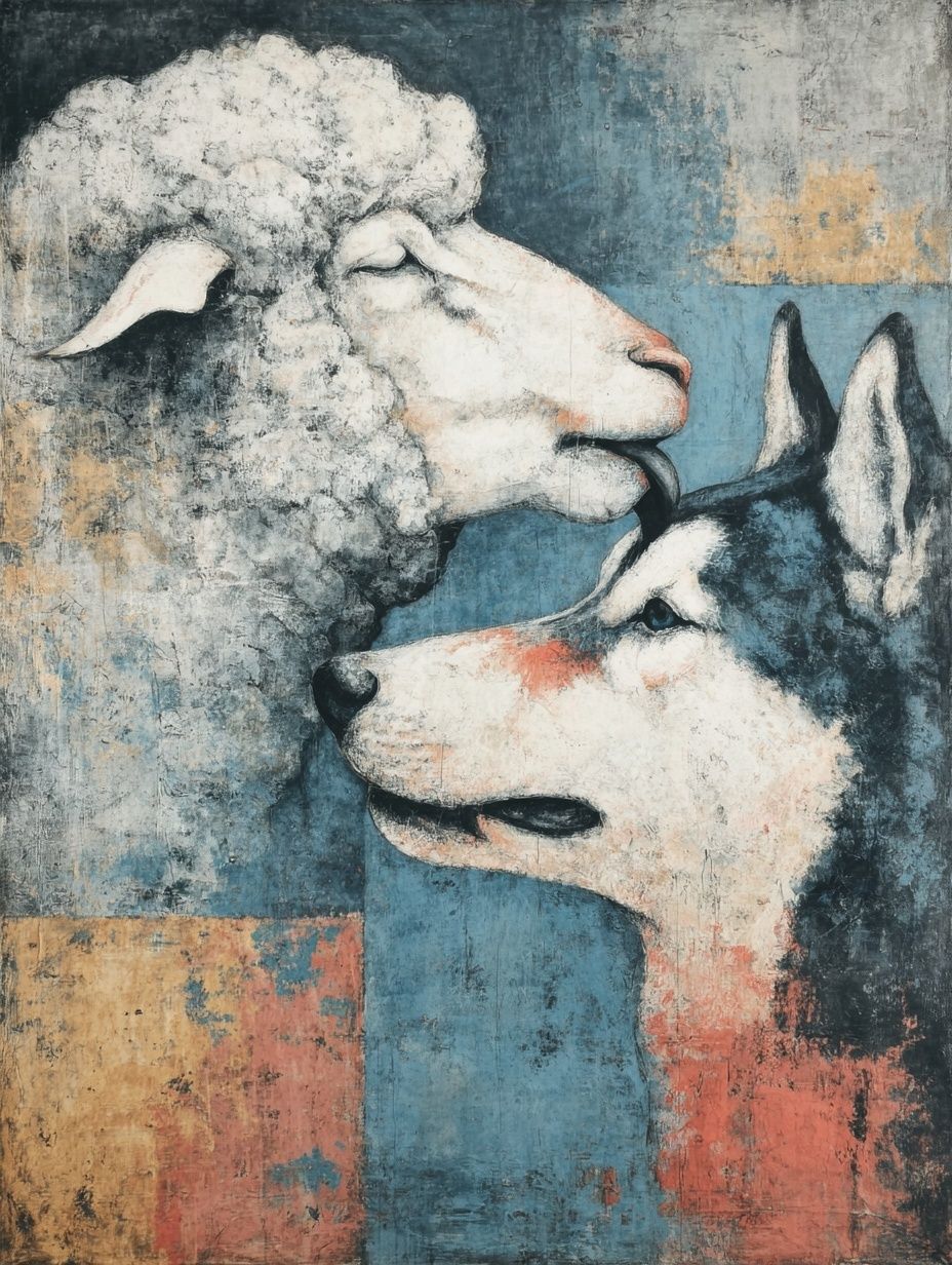 Sheep and wolf friendship