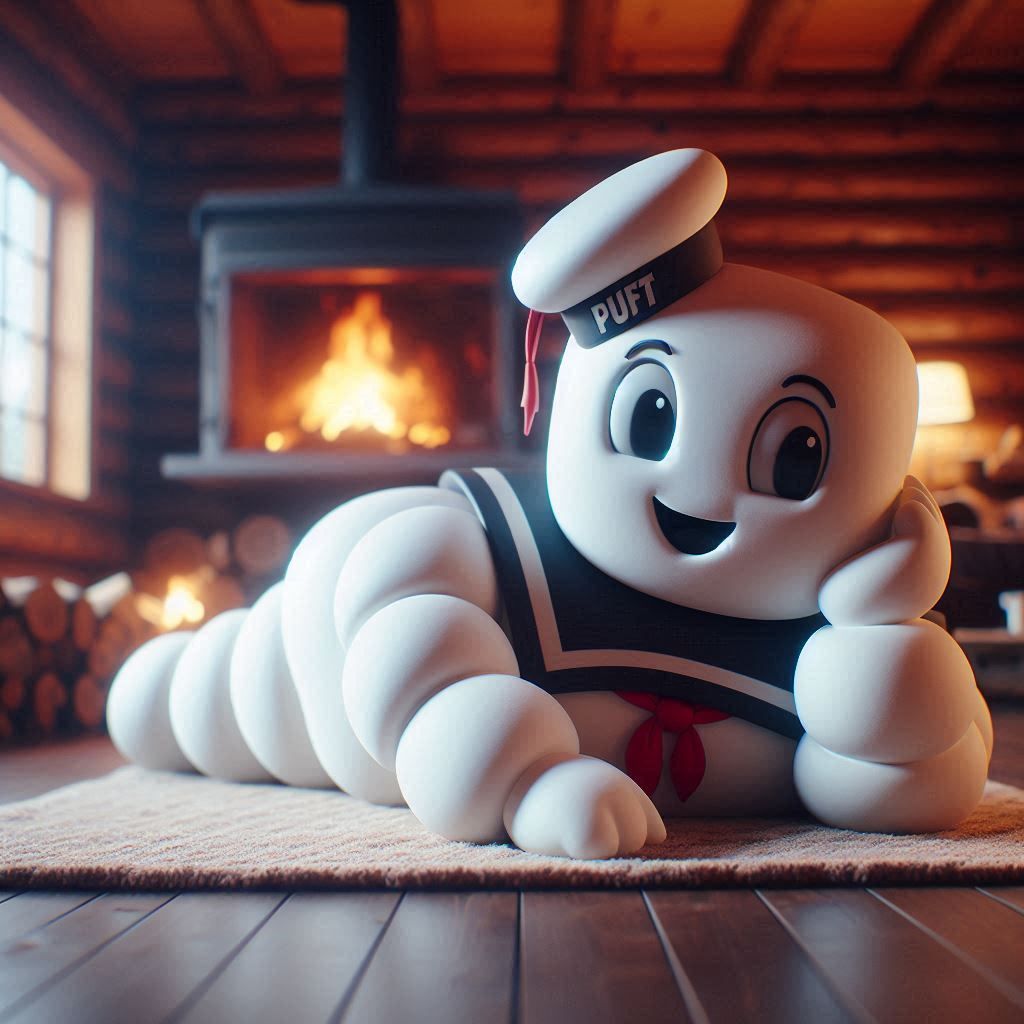 Stay Puft Marshmallow Man By the Fire