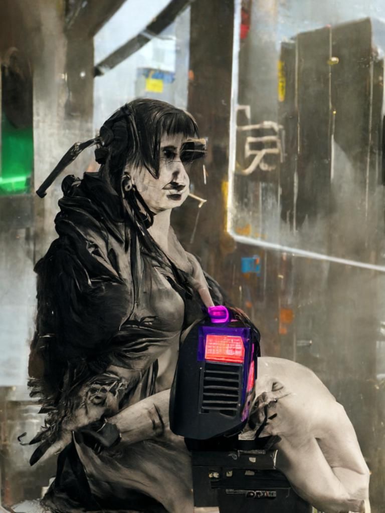 Woman holding a radio