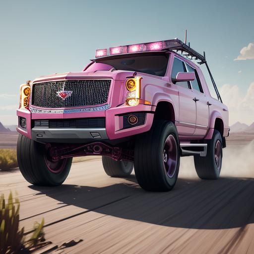 pink carination, brown sport coat, white Cadillac