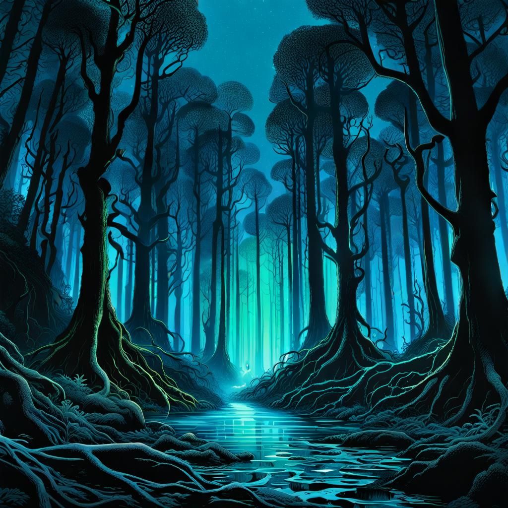 Sinister Forest - AI Generated Artwork - NightCafe Creator