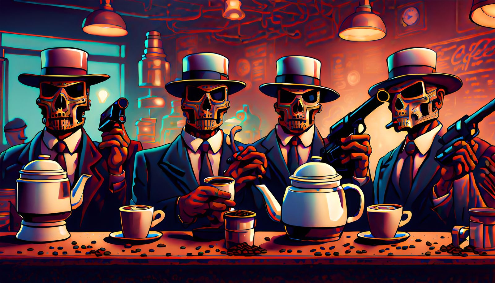 The Coffee Bot Mafia 🤖 - AI Generated Artwork - NightCafe Creator