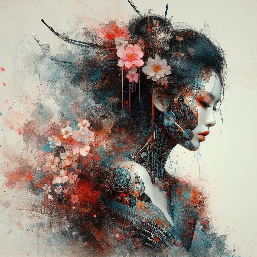 double exposure beautiful fantasy DALL-E 3 portrait landscape..